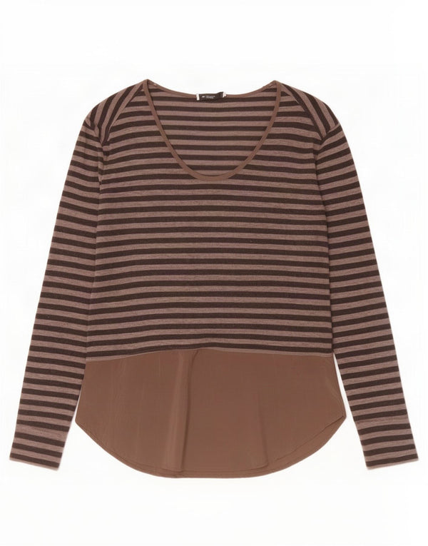 Zara Γυναικείο τοπ μακρυμάνικο UK 10 Small καφέ ριγέ