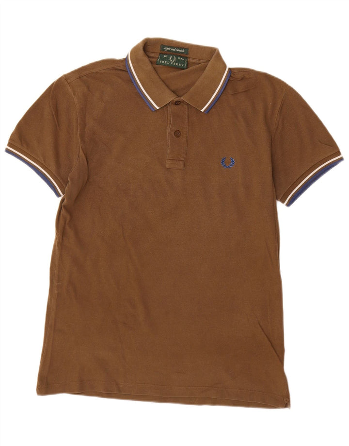 Fred Perry Ανδρικό πουκάμισο πόλο ανοιχτό και ελαστικό, μεσαίο καφέ βαμβακερό