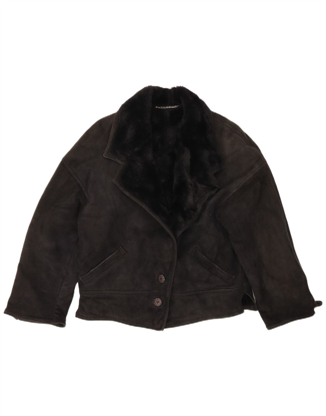 Γυναικείο Shearling Jacket VINTAGE Loose Fit IT 44 Medium Black Shearling
