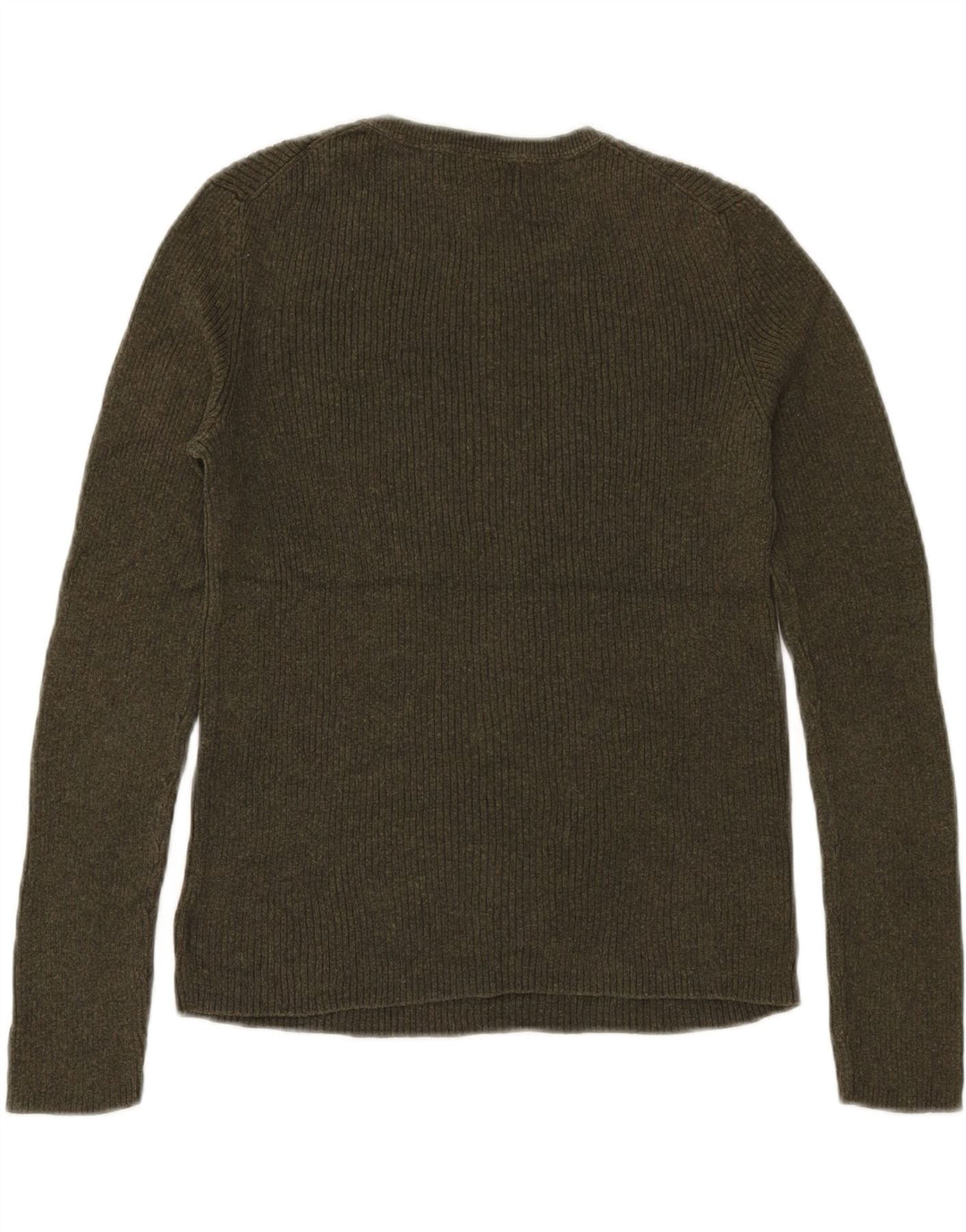 EDDIE BAUER Γυναικείο πουλόβερ με λαιμόκοψη UK 10 Small Khaki Βαμβακερό