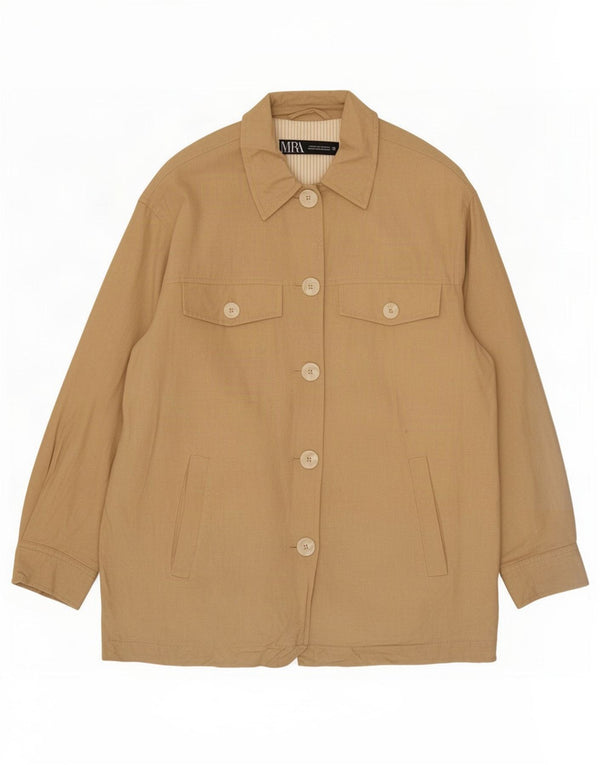 Zara Womens Oversized Bomber Jacket UK 6 XS Beige Viscose