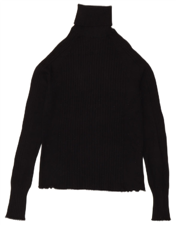 Zara Γυναικείο πουλόβερ με ρολό λαιμόκοψη UK 8 Small Black Viscose