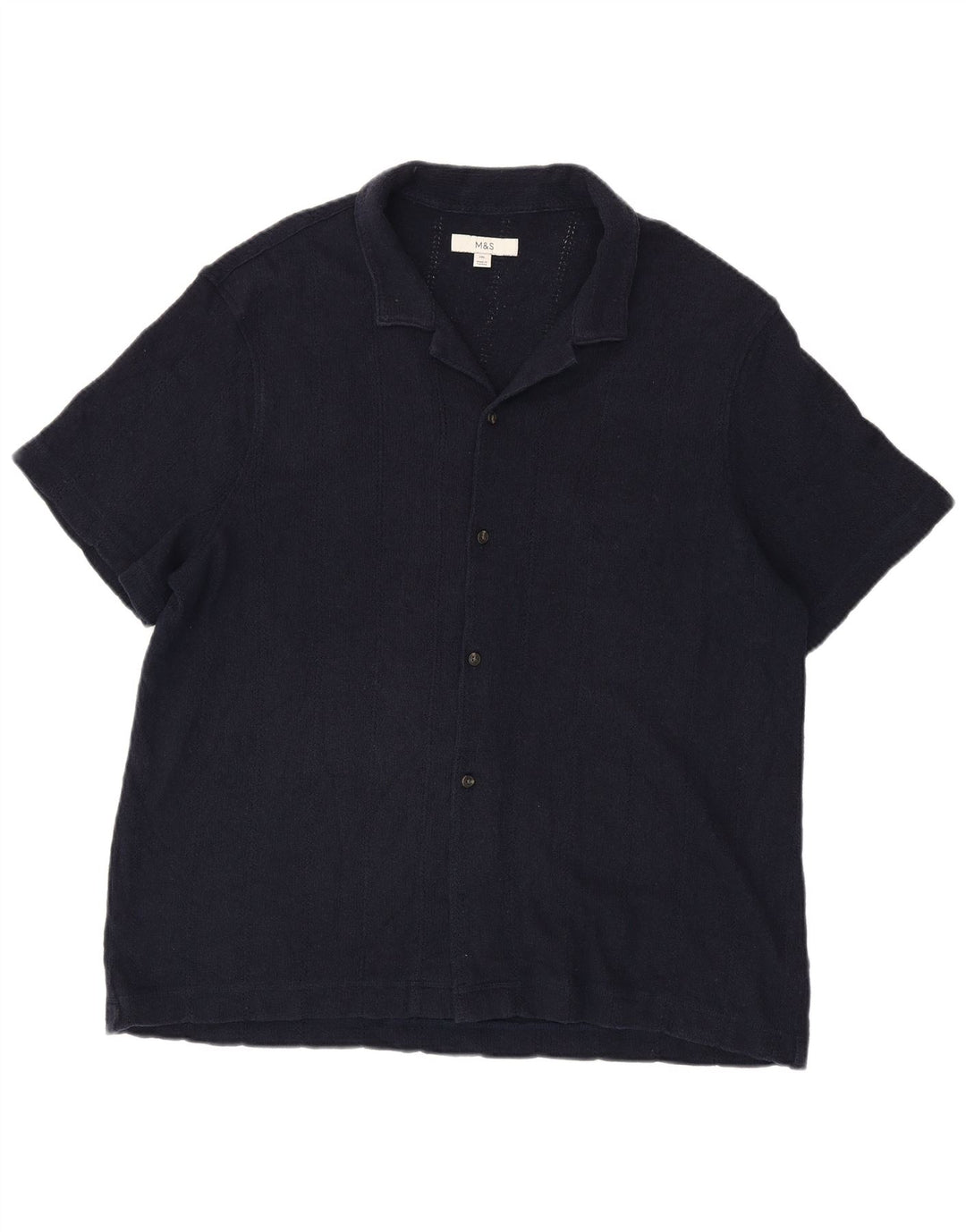 Marks & Spencer Ανδρικό κοντομάνικο πουκάμισο 2XL Navy Blue βαμβακερό