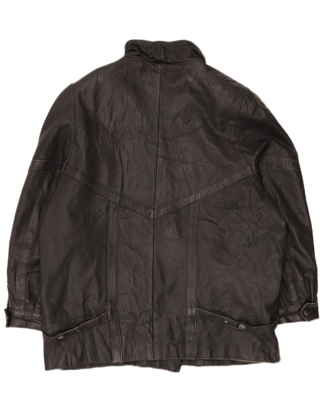 Vintage Γυναικείο Oversized Δερμάτινο Μπουφάν EU 46 XL Μαύρο Δερμάτινο