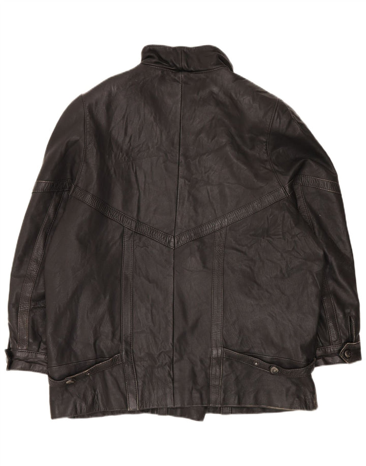 Vintage Γυναικείο Oversized Δερμάτινο Μπουφάν EU 46 XL Μαύρο Δερμάτινο