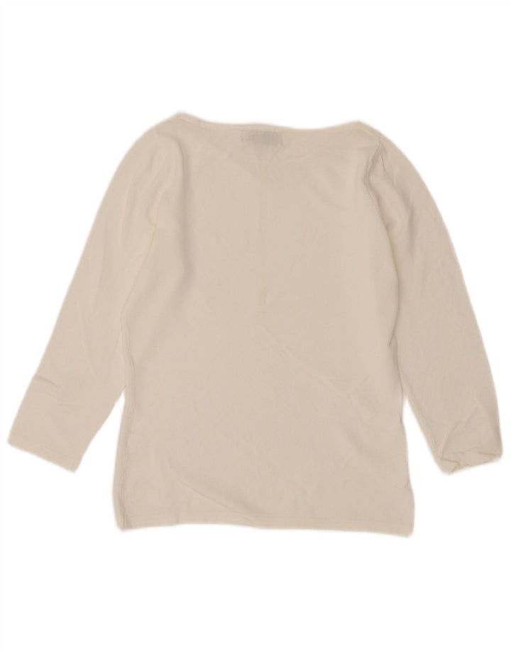 Zara γυναικείο τοπ 3/4 μανίκι UK 12 Medium White Rayon