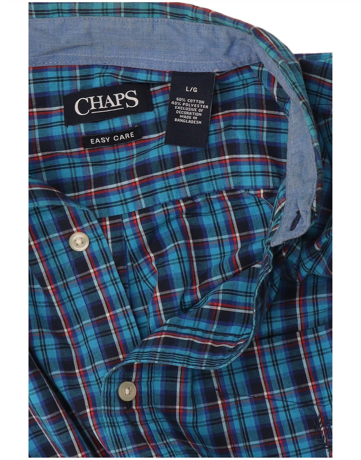 Chaps Ανδρικό πουκάμισο Easy Care Large Blue Check Cotton