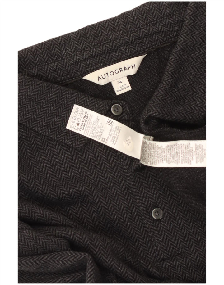 Marks & Spencer Ανδρικό πουλόβερ αυτόγραφο πουλόβερ XL Μαύρο βαμβακερό ψαροκόκκαλο