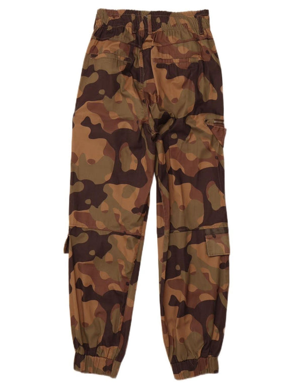 ZARA Womens Joggers Cargo Trousers Small W26 L26 Khaki Camouflage Cotton