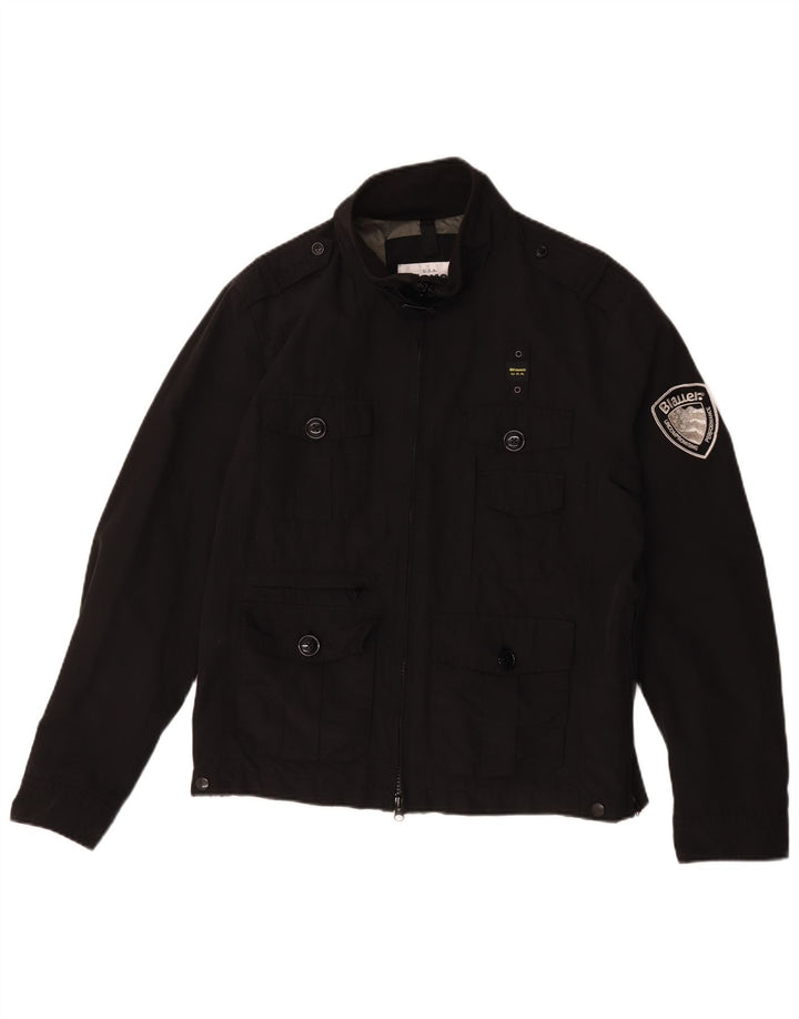 Blauer Mens Military Utility Jacket UK 42 XL Μαύρο βαμβακερό