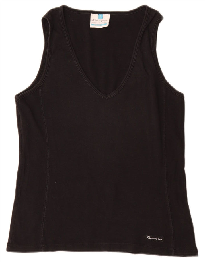 Champion Womens Heritage Fit Vest Top UK 14 Large Black Cotton