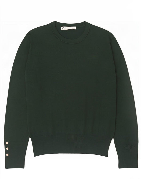 Zara Γυναικείο πουλόβερ με λαιμόκοψη UK 12 μεσαία πράσινη βισκόζη