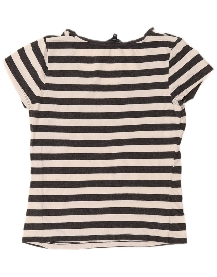 ΓΑΛΛΙΚΗ ΣΥΝΔΕΣΗ Γυναικείο T-Shirt UK 12 μεσαίο γκρι ριγέ βαμβακερό