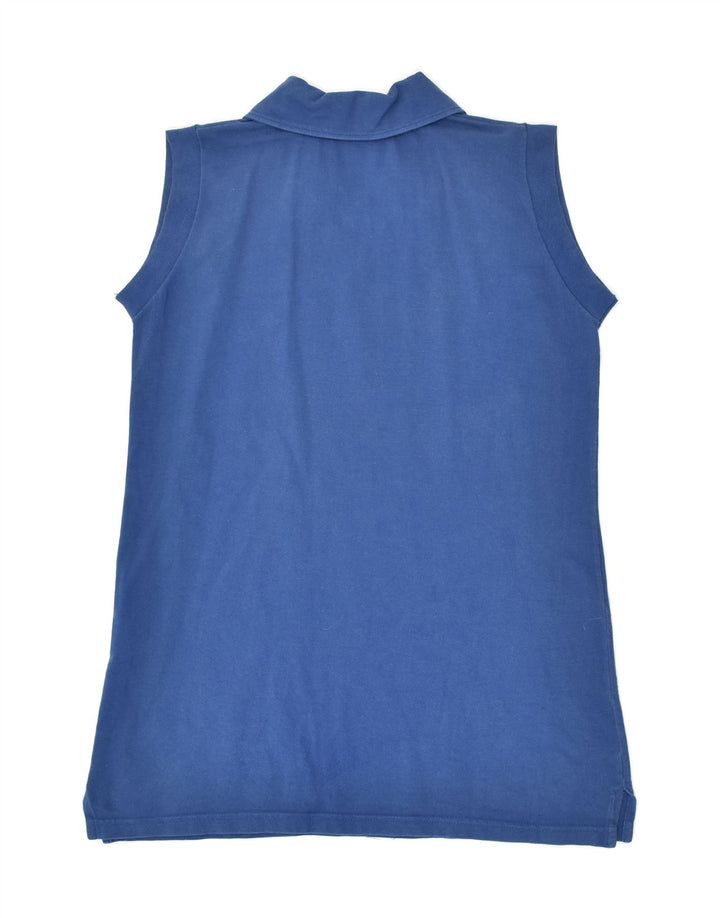 TRUSSARDI Womens Sleeveless Polo Shirt UK 14 Large Blue Cotton | Vintage Trussardi | Thrift | Second-Hand Trussardi | Used Clothing | Messina Hembry 