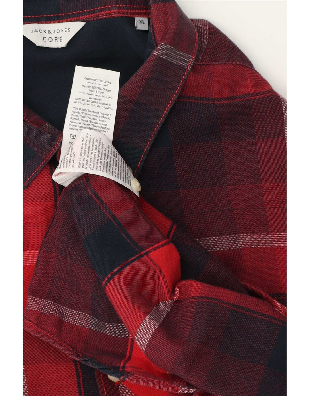 Jack & Jones Ανδρικό φανελένιο πουκάμισο XL κόκκινο καρό βαμβακερό
