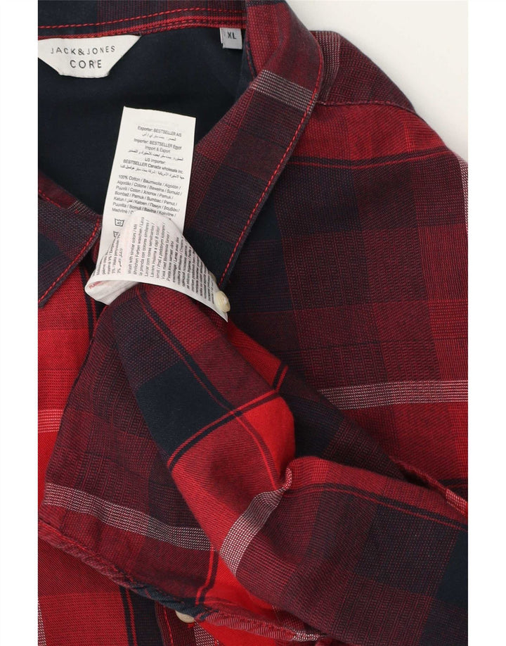 Jack & Jones Ανδρικό φανελένιο πουκάμισο XL κόκκινο καρό βαμβακερό