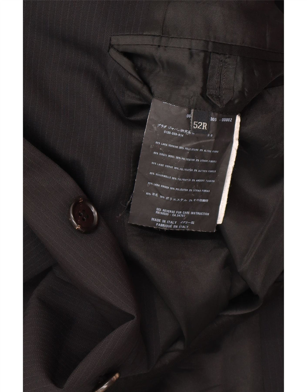 Ανδρική φόρμα 2 τεμαχίων PRADA 3 κουμπιών IT 52 XL W34 L30 Μαύρο Classic