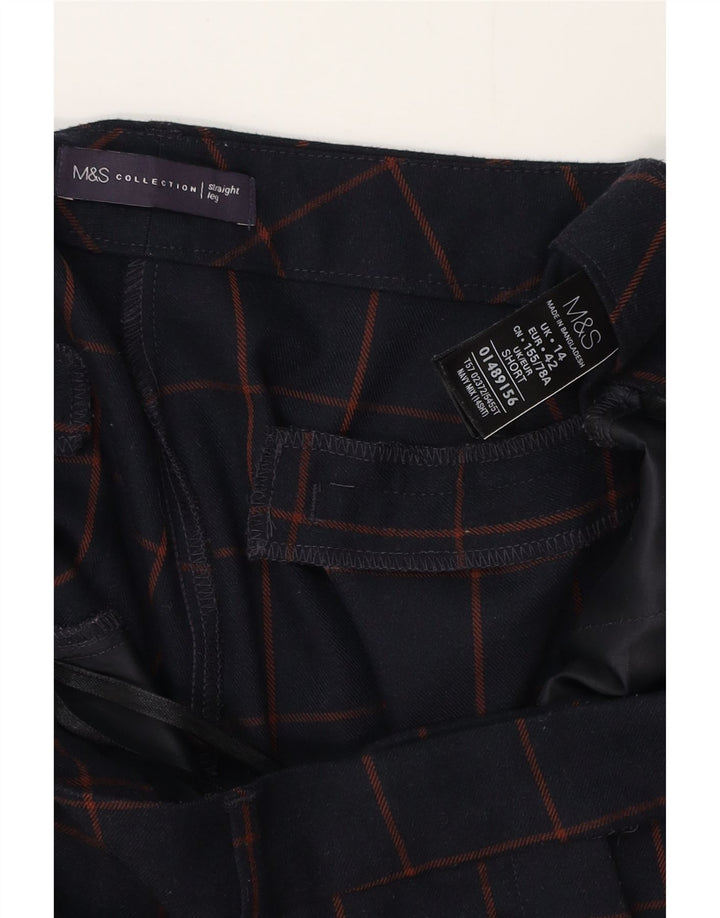 MARKS & SPENCER Γυναικείο παντελόνι UK 14 Large W34 L28 Navy Blue Check
