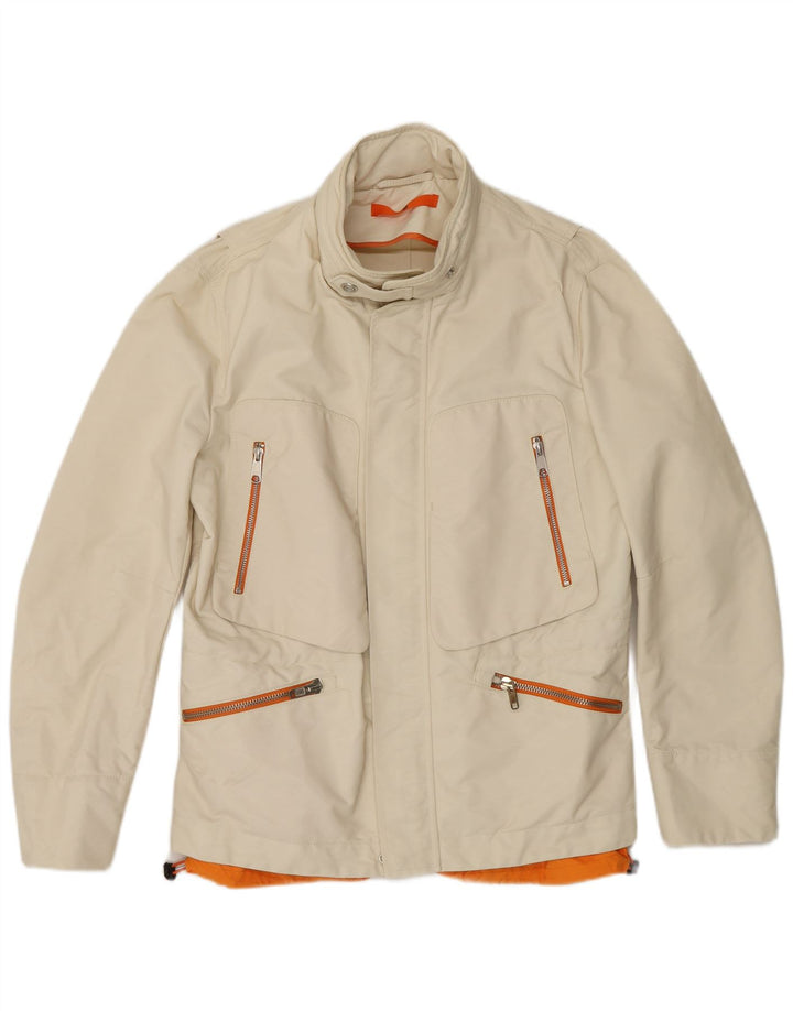 Dondup Mens Hooded Utility Jacket IT 50 Large Off White Polyamide