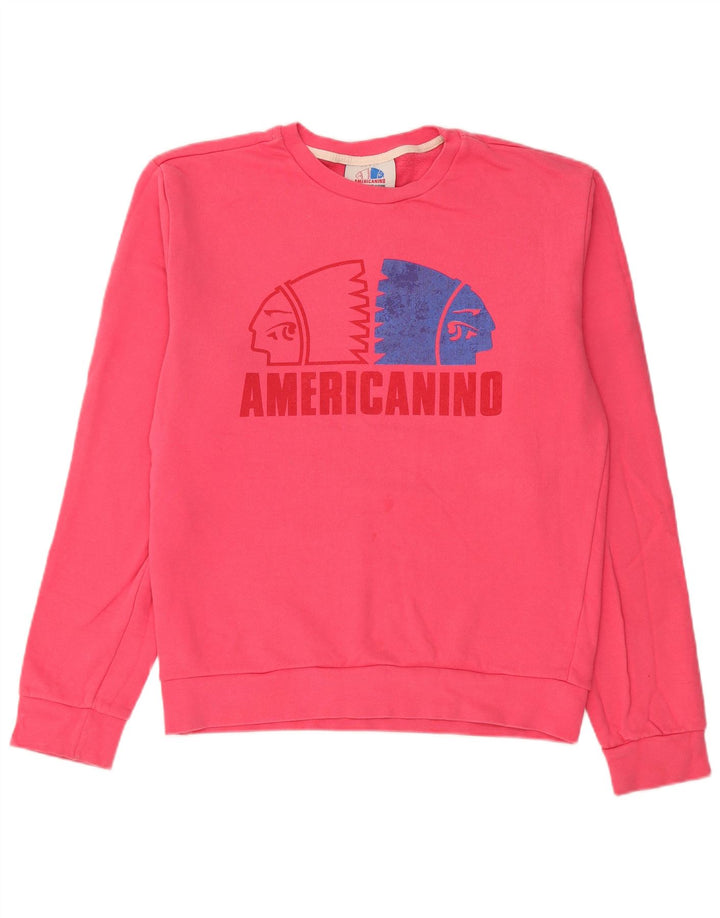 AMERICANINO Γυναικείο γραφικό φούτερ Jumper UK 16 μεγάλο ροζ βαμβακερό