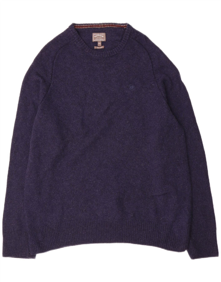 Ανδρικό πουλόβερ με λαιμόκοψη Fat Face 2XL Navy Blue Wool