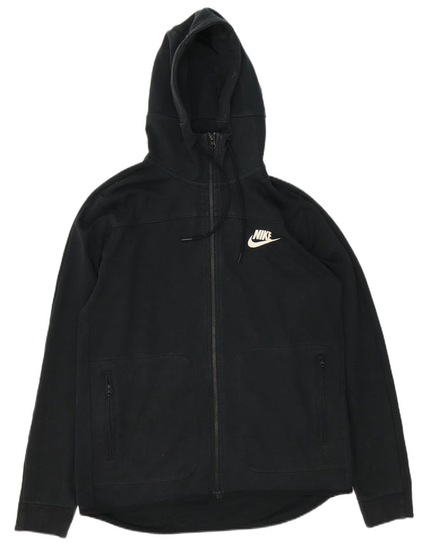 Nike Mens Zip Hoodie Sweater Medium Black Cotton