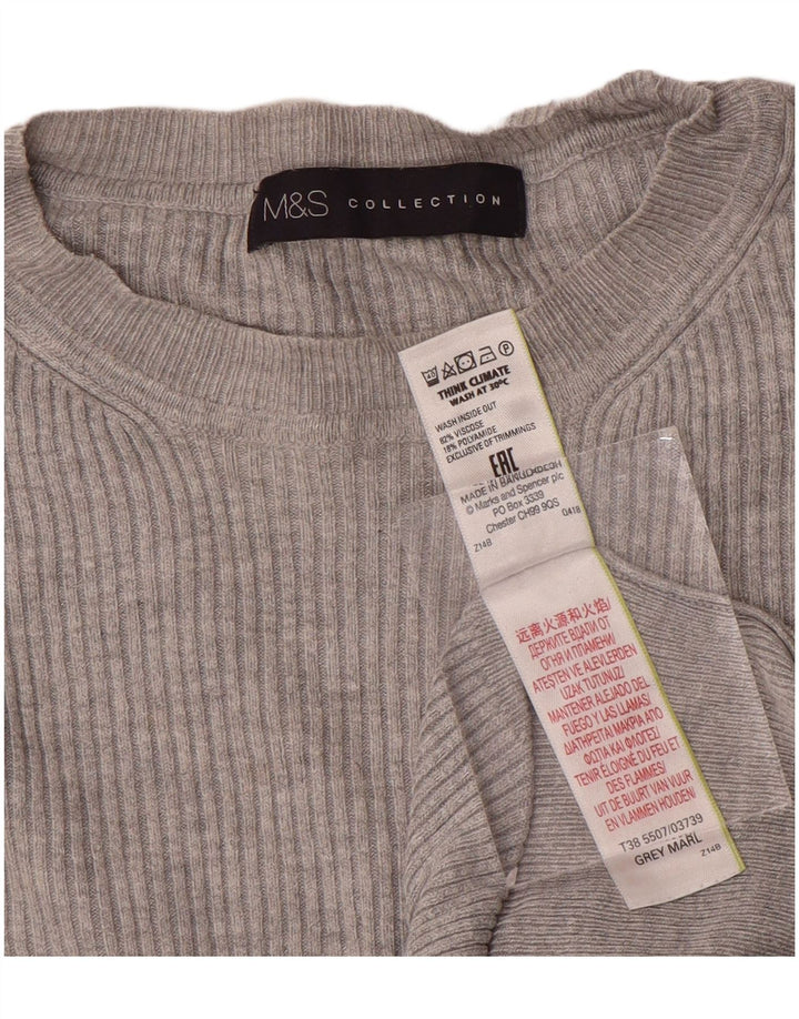 Marks & Spencer Γυναικείο πουλόβερ με λαιμόκοψη UK 12 μεσαίου γκρι βισκόζη