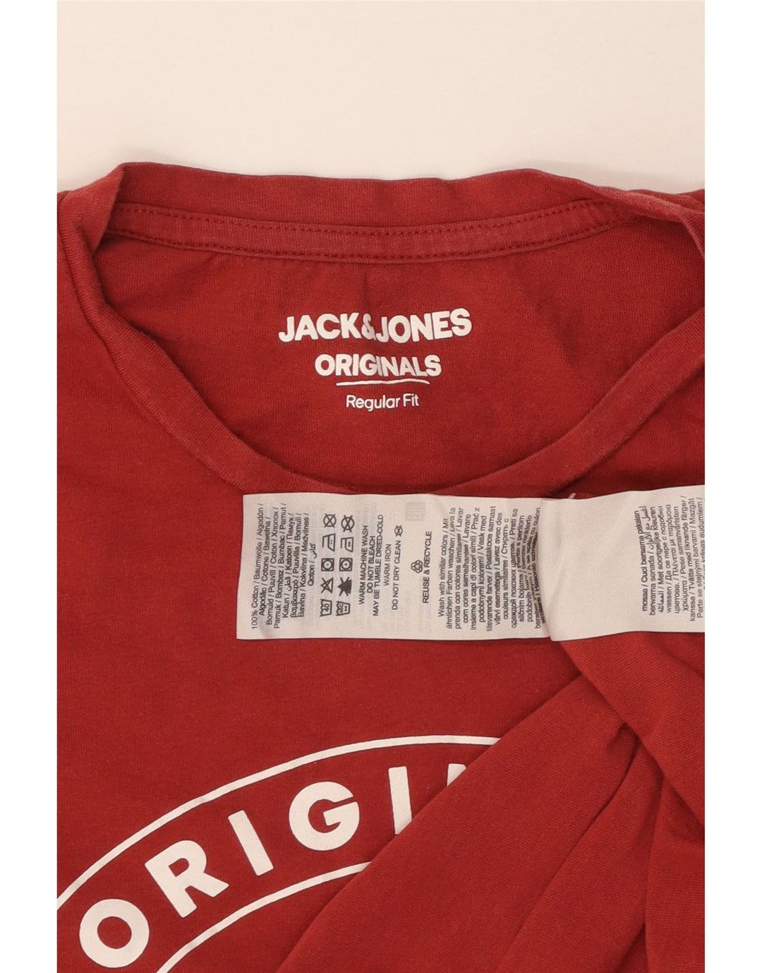 JACK & JONES Ανδρικό γραφικό μπλουζάκι με κανονική εφαρμογή, μεσαίο κόκκινο βαμβακερό