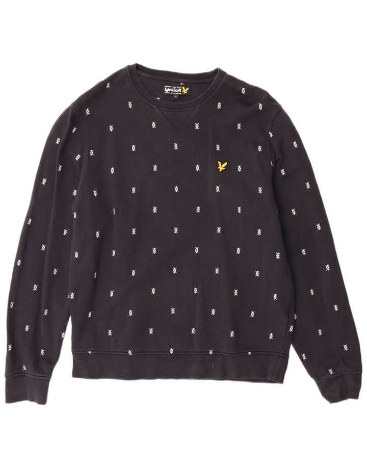 Lyle & Scott Ανδρικό φούτερ πουκάμισο Jumper Large Navy Blue Spotted