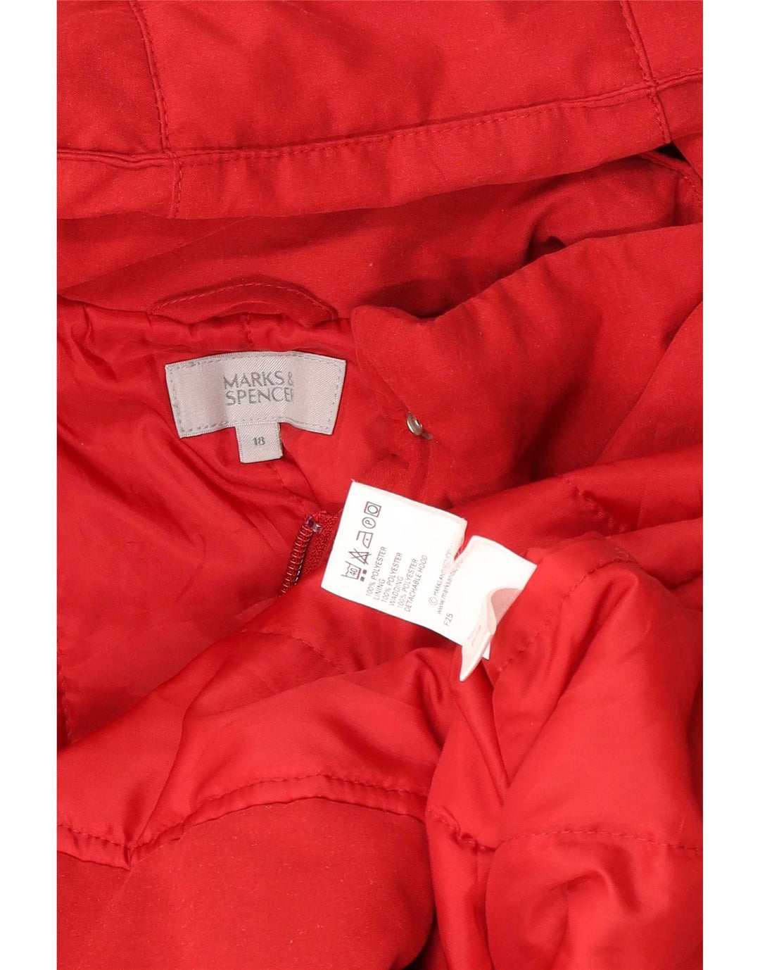 Marks & Spencer γυναικείο μπουφάν με κουκούλα αντιανεμικό UK 18 XL κόκκινο πολυεστέρα