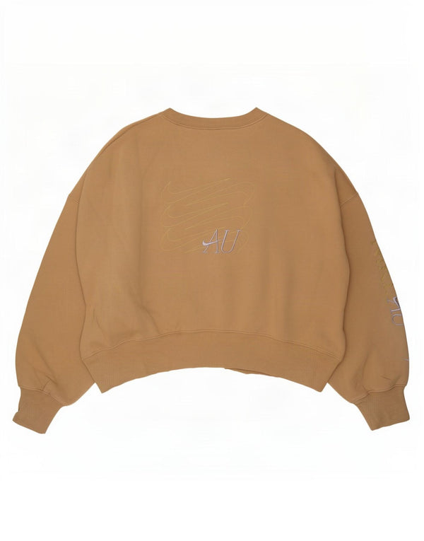 Γυναικεία γραφική φούτερ Nike υπερμεγέθη Crop Jumper UK 6 XS Μπεζ βαμβακερό