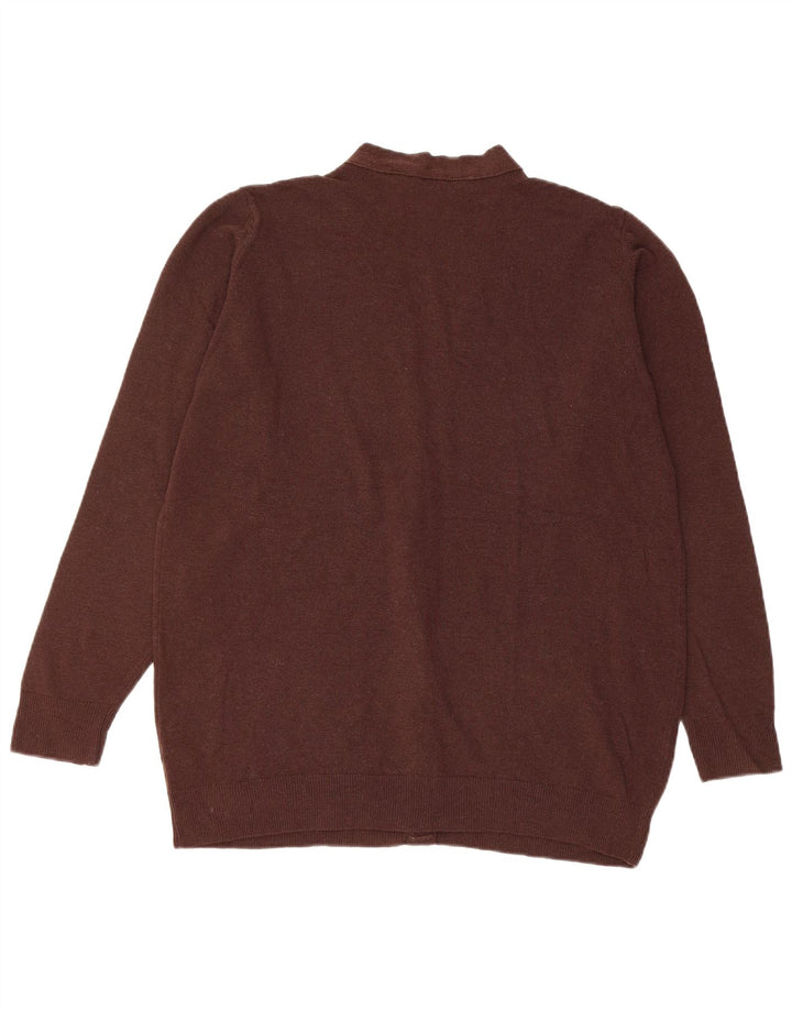 Marks & Spencer Γυναικεία ζακέτα πουλόβερ UK 16 Large Brown Lambswool