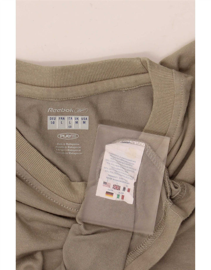 Ανδρικό T-Shirt Reebok Top από μεσαίο χακί βαμβάκι