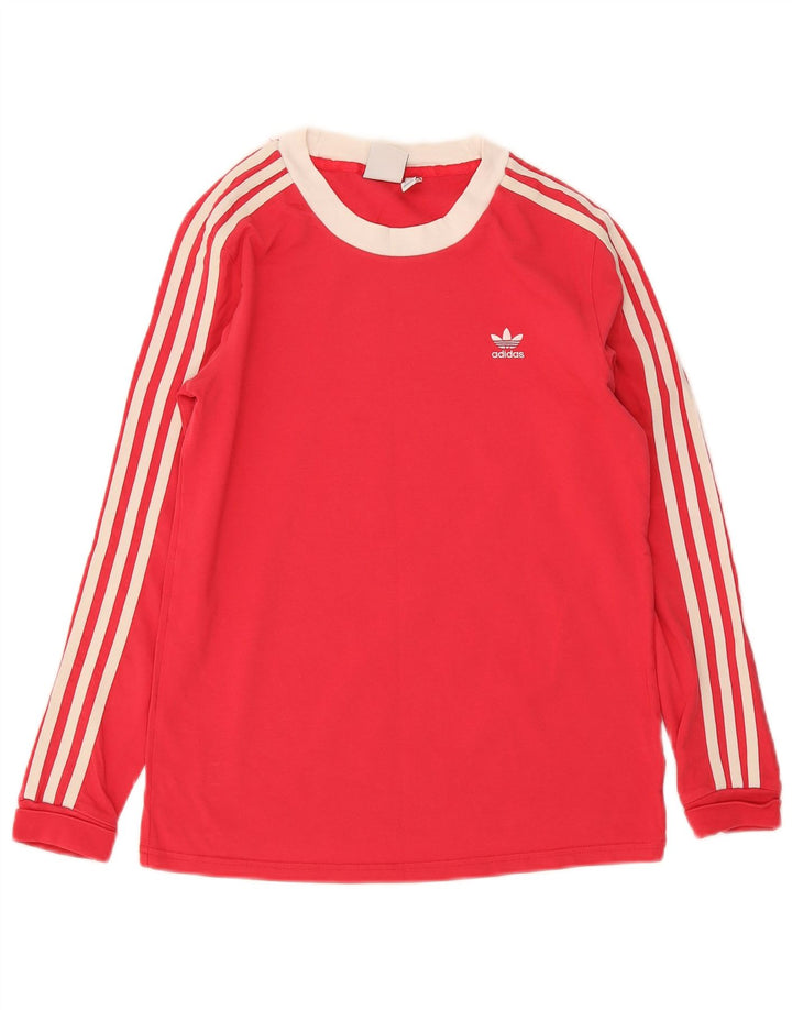 Γυναικείο τοπ Adidas μακρυμάνικο UK 10 Small Red Colourblock