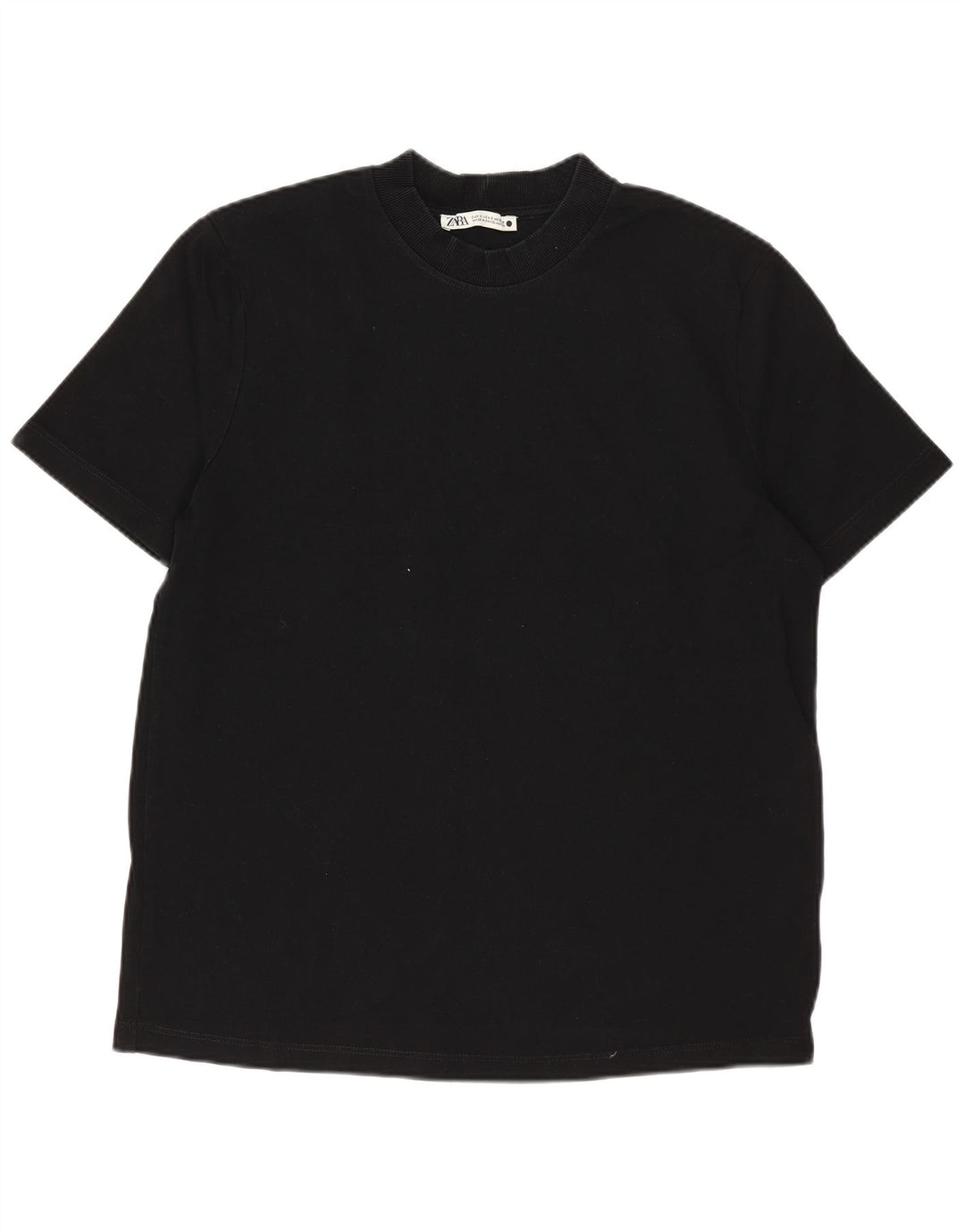 Γυναικείο T-Shirt ZARA Top UK 10 Small Black Βαμβακερό