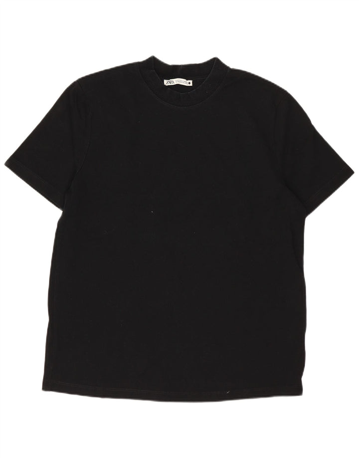 Γυναικείο T-Shirt ZARA Top UK 10 Small Black Βαμβακερό