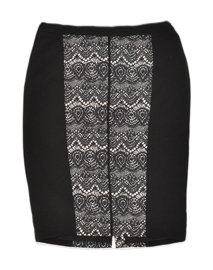 MOSSIMO Womens Pencil Skirt US 6 Medium W30 Black Paisley Polyester | Vintage Mossimo | Thrift | Second-Hand Mossimo | Used Clothing | Messina Hembry 