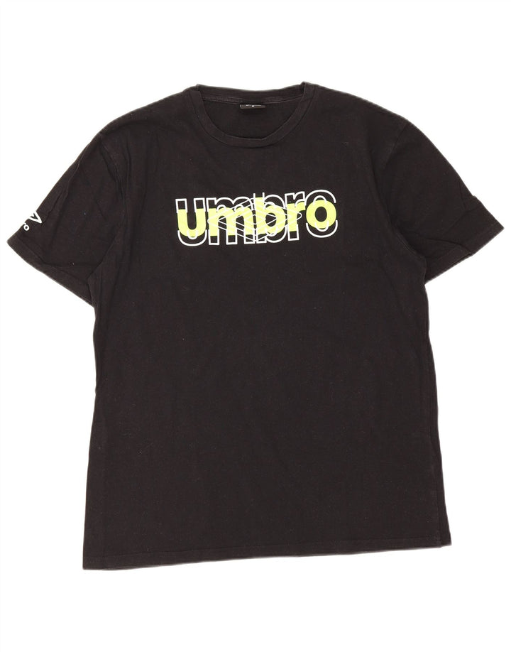 Ανδρικό γραφικό μπλουζάκι Umbro, μεσαίο μαύρο βαμβακερό