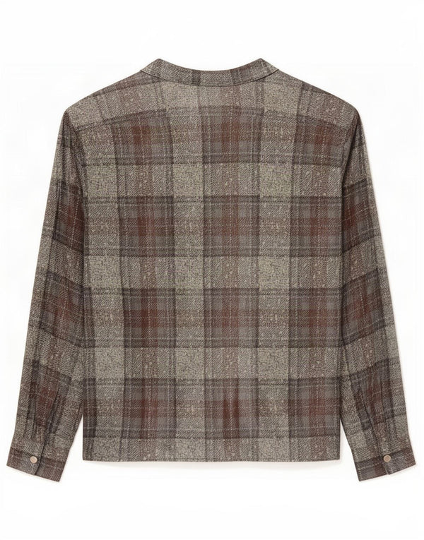 Vintage γυναικεία μακρυμάνικη μπλούζα Top EU 42 Large Grey Plaid Silk