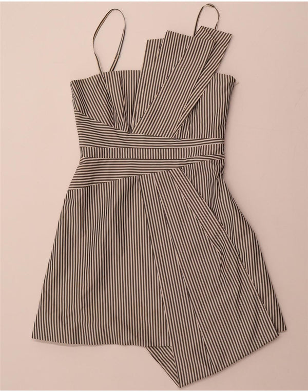 KAREN MILLEN Γυναικείο ασύμμετρο φόρεμα Α-γραμμής UK 12 μεσαίο μαύρο ριγέ