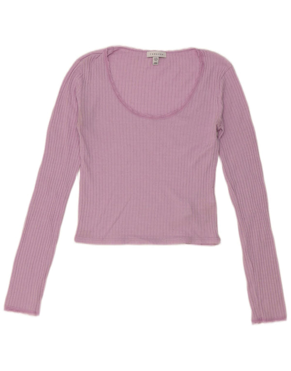 Topshop Γυναικείο Crop Top Μακρυμάνικο UK 10 Small Pink Cotton