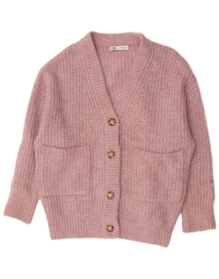 Zara Γυναικείο πουλόβερ με ζακέτα UK 14 Medium Pink Polyester