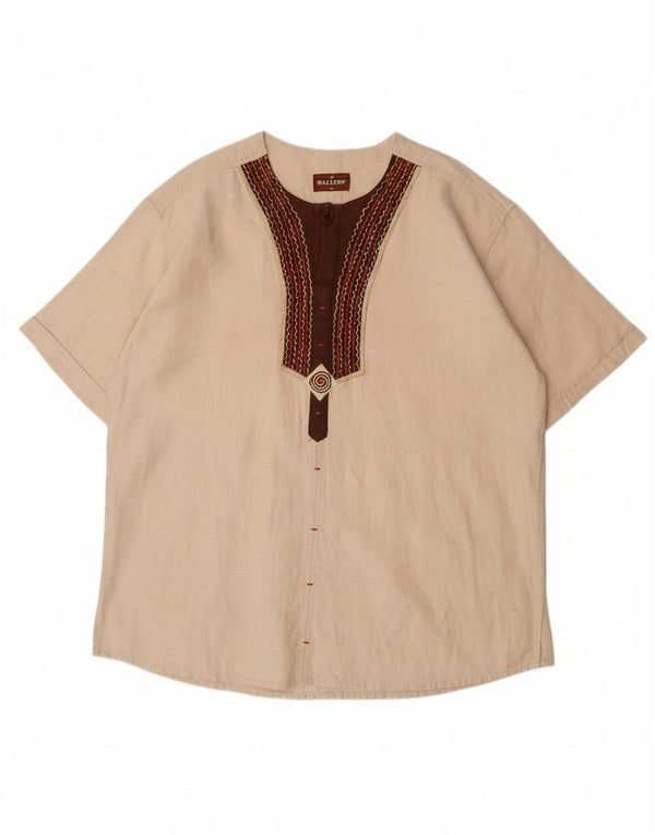 Ανδρικό κοντομάνικο πουλόβερ VINTAGE πουκάμισο XL μπεζ χρώματος