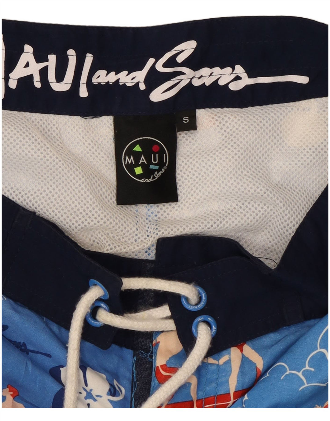 Ανδρικό γραφικό σορτς κολύμβησης Maui and Sons Μικρό μπλε λουλουδάτο πολυεστέρα