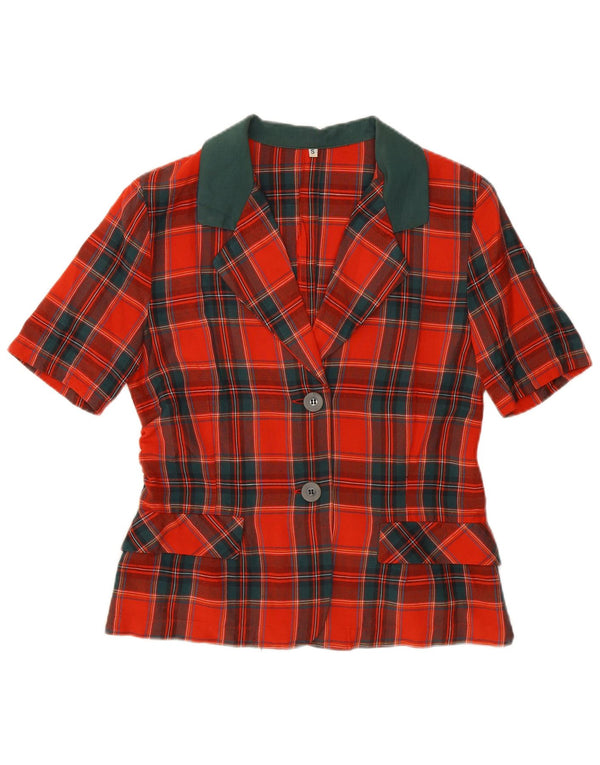 Vintage γυναικείο κοντομάνικο σακάκι με 2 κουμπιά σακάκι UK 10 Small Red Check