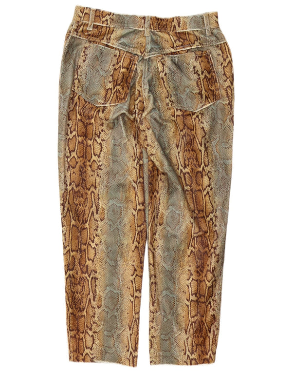 Carla Carini Γυναικείο Cropped Παντελόνι UK 14 Large W32 L27 Brown Animal Print