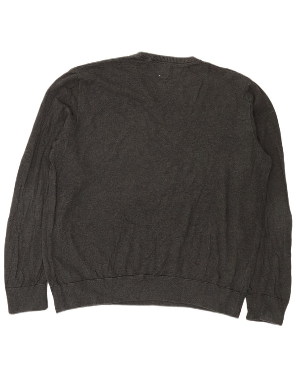 Gap Mens V-Neck Jumper Sweater XL Grey Cotton