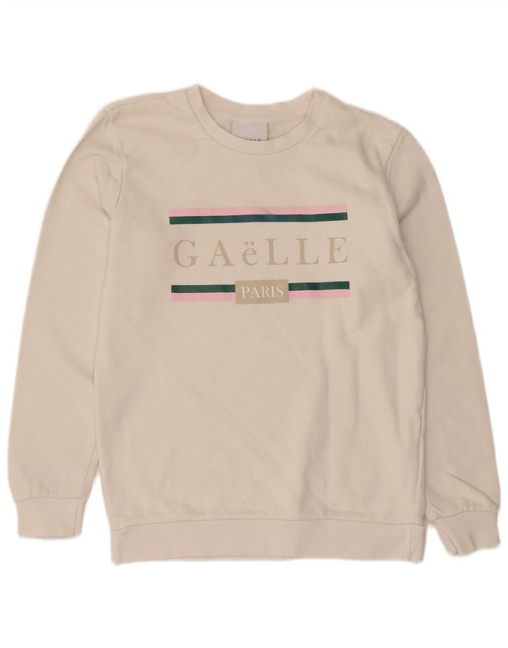 Γυναικεία γραφική φούτερ Gaelle Jumper UK 14 Μεσαίο λευκό βαμβακερό