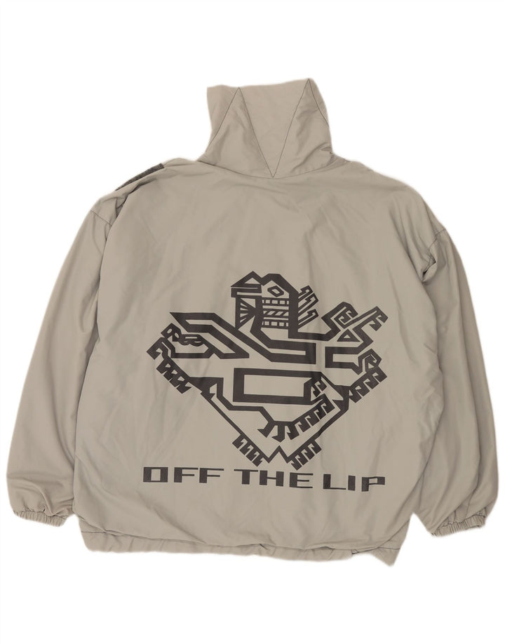 Vintage ανδρικό γραφικό υπερμεγέθη Bomber Jacket UK 40 Large Grey Polyamide