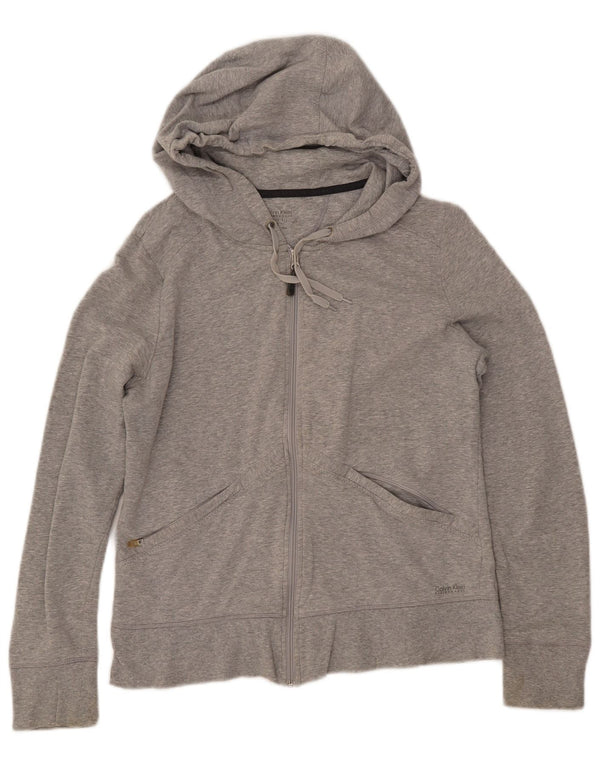 Γυναικείο πουλόβερ με κουκούλα με φερμουάρ CALVIN KLEIN UK 16 μεγάλο βαμβακερό γκρι